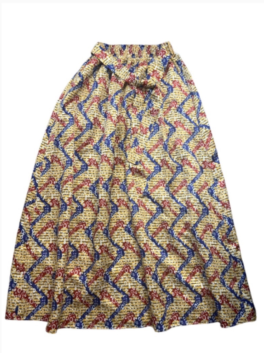Festival Ready Patterned Maxi Skirt with Pockets - Navy, Yellow & Red - Picture 2 of 6